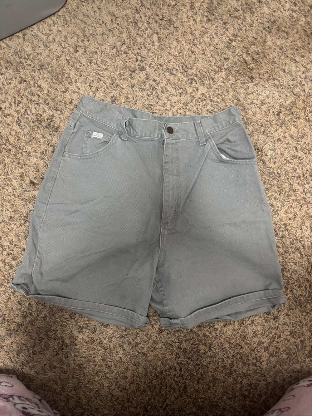 Vintage 90s Lee Gray High-Waisted Denim Shorts — USA Made (Women’s 16 Long)